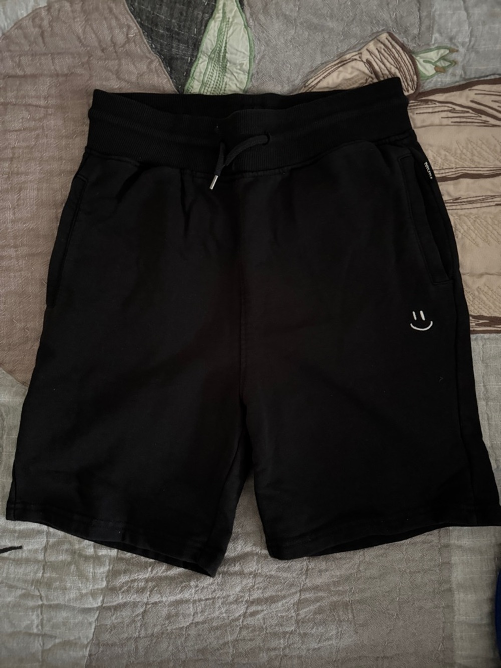 Molo Black Kids Drawstring Smile Shorts- Size 12, Like NEW